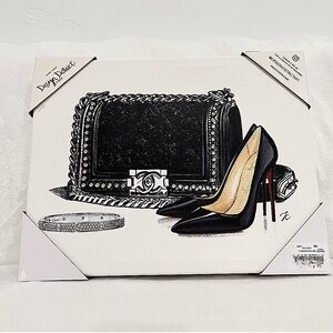 Design District Designer Canvas Wall Art With Rhinestones & Glitter NWT